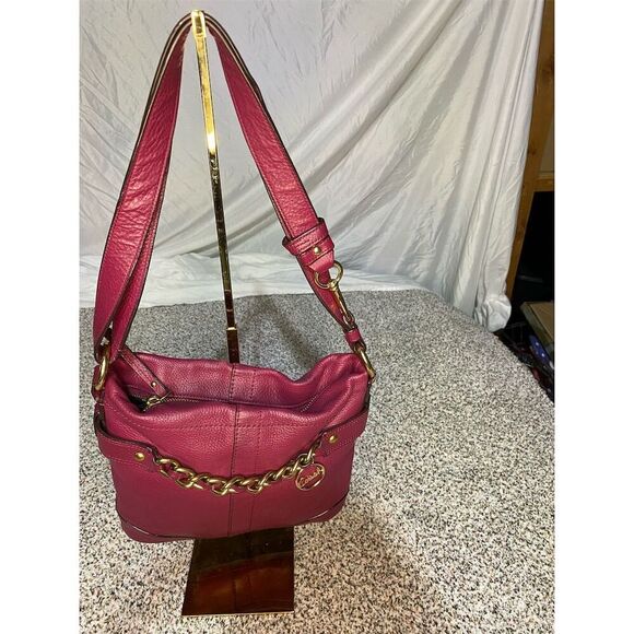 Coach Raspberry Pink Leather Chain Duffle Crossbody Bag Women's Casual​ - Picture 1 of 8
